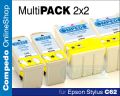 Multipack 2x2 color und schwarz fr Epson Stylus C62 u.a.